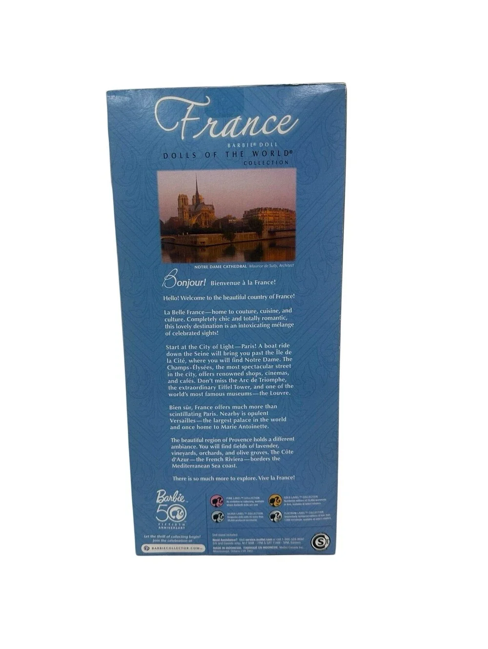 2008 50th Anniversary Pink Label Dolls of the World FRANCE Barbie Dented Box